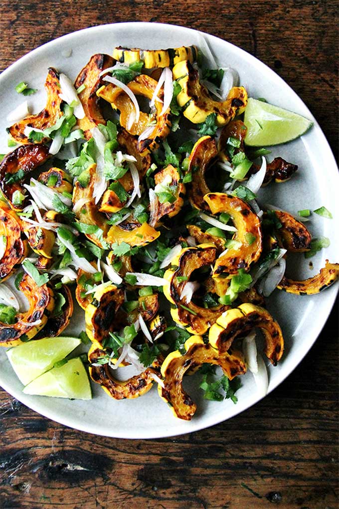 Delicata squash with chilies and lime