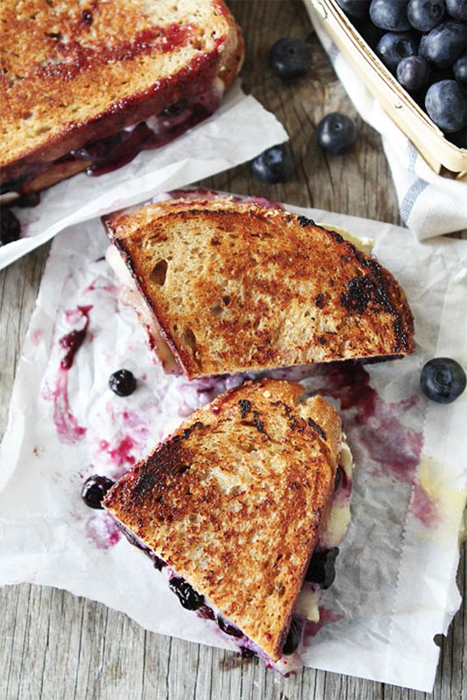 Blueberry, brie, and lemon curd grilled cheese - recipe by Two Peas and Their Pod